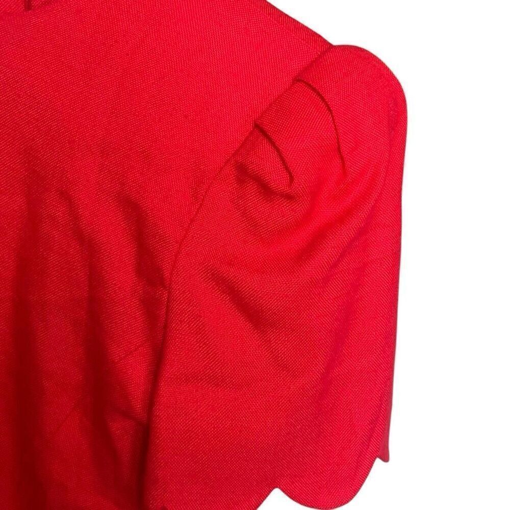 Richard Warren vintage Scoop Neck Red scalloped hem button down back Blazer 4 #7 - Picture 4 of 6